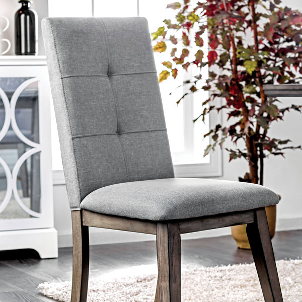 Grey fabric high back dining online chairs